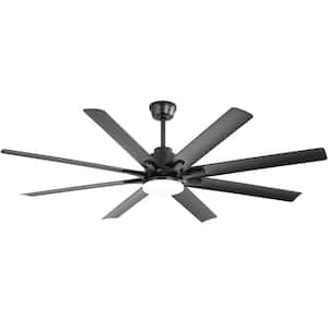 66 in. Indoor/Outdoor Black Smart Ceiling Fan with LED Light and Remote App Control