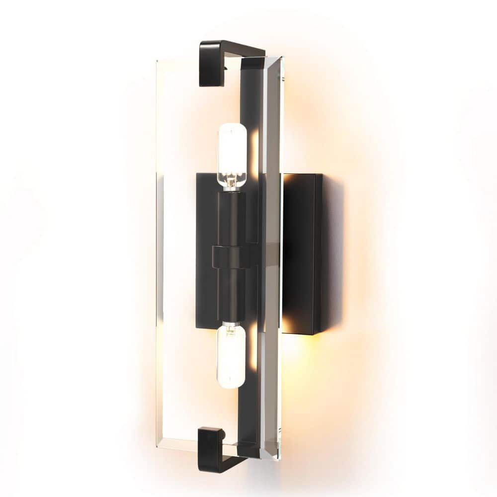 H14. 5 in. x W4. 5 in. Black Modern Interior Wall Lamp, 2-lights Dimmable Wall Sconce w/ 2-Bulbs Bathrooms Hallways price history on PriceWatchPro