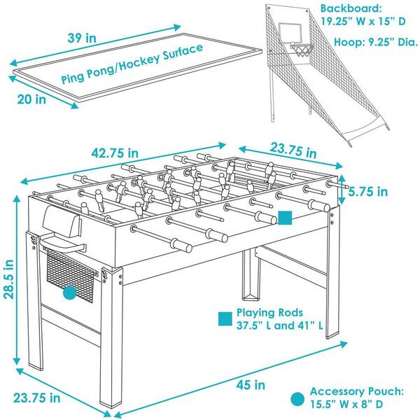 Sunnydaze Decor 10-in-1 Multi-Game Table DQ-S033 - The Home Depot