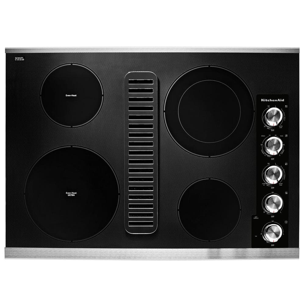 30 in. Electric Downdraft Cooktop in Stainless Steel with 4 Elements