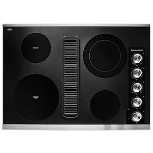 30 in. Electric Downdraft Cooktop in Stainless Steel with 4 Burner Elements