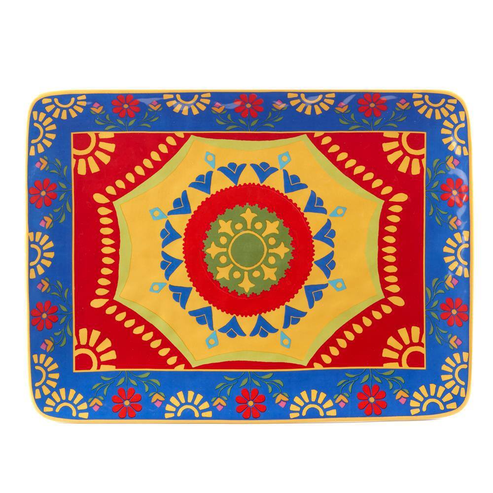 Certified International Spice Love 3.5 in. Multi-Colored Earthenware Rectangular Platter