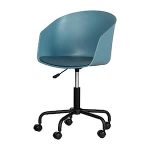 Flam Plastic Swivel Chair in Blue and Black Armless