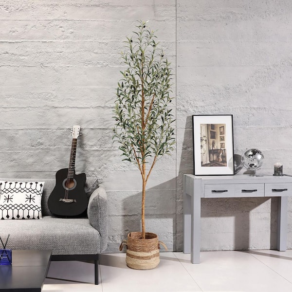 DR.Planzen 7 ft. Artificial Olive Tree, Lifelike Fruits and