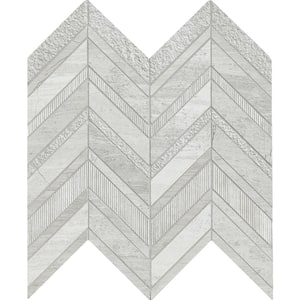 White Quarry Chevron 12 in. x 14.75 in. Mixed Marble Floor and Wall Tile (10 sq. ft./Case)