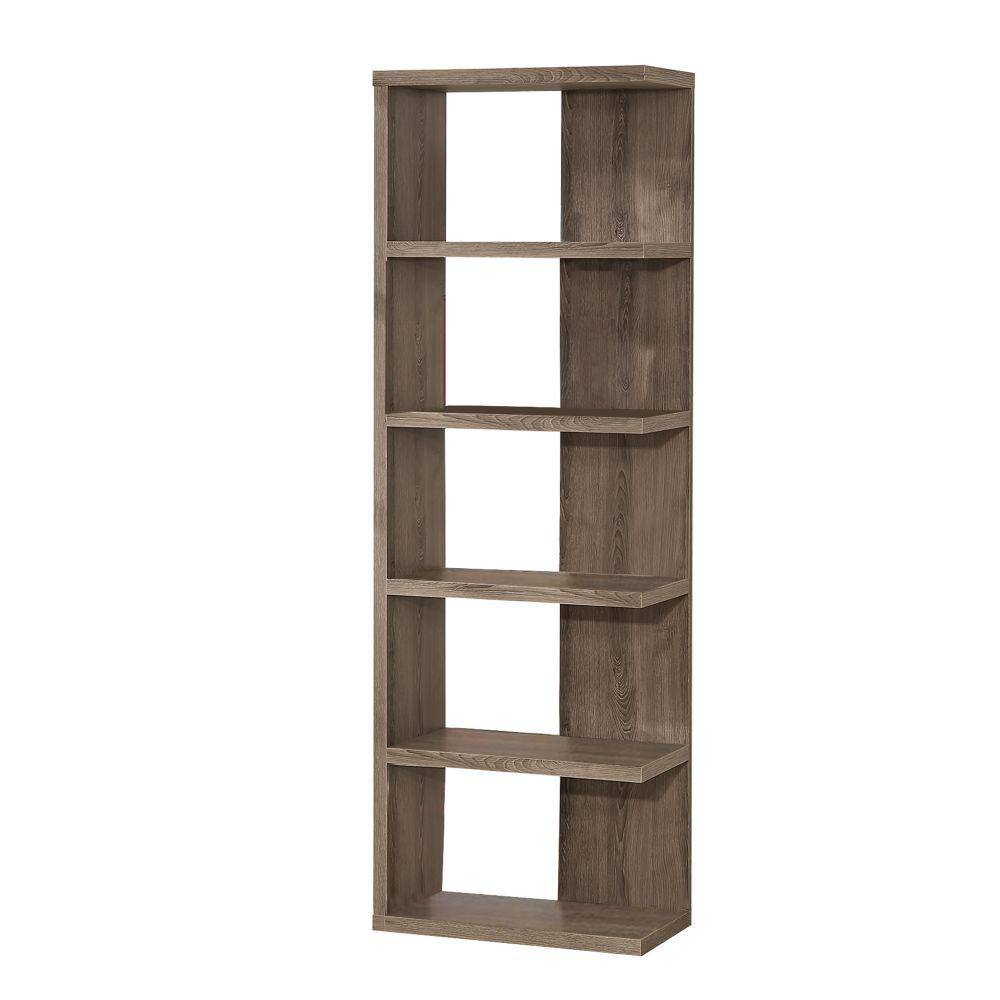Benjara 70.75 in. Gray Wood 5shelf Corner Bookcase BM159073 The Home