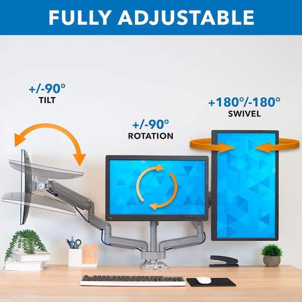 mount-it! 32 in. Triple Monitor Desk Mount with USB and Audio