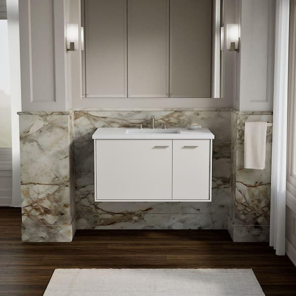 KOHLER Jute 36 in. W x 22 in. D x 20 in. H Bathroom Vanity Cabinet without Top in Linen White