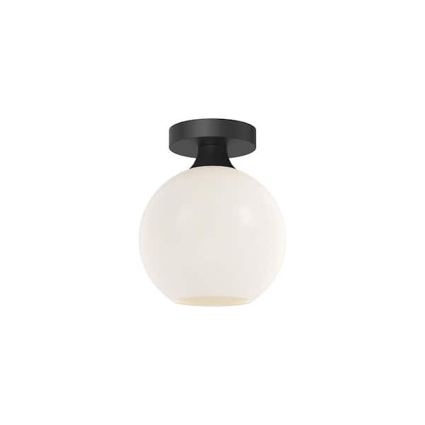ALORA MOOD Castilla 8 in. 1 Light 60-Watt Matte Black/Opal Matte Glass Flush Mount