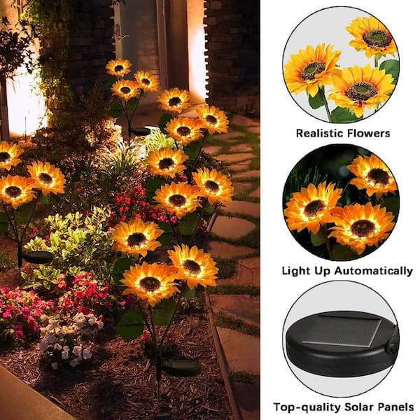 Plastic Solar Sunflower Garden Stake 2-Pack Z225641076222-2