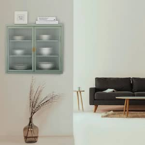 Retro Style 27.6 in. W x 9.1 in. D x 23.6 in. H Bathroom Storage Wall Cabinet with Detachable Shelves in Mint Green