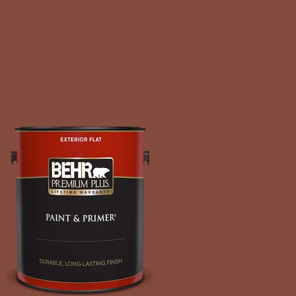 BEHR PREMIUM PLUS 1 gal. #S160-7 Red Chipotle Flat Exterior Paint & Primer