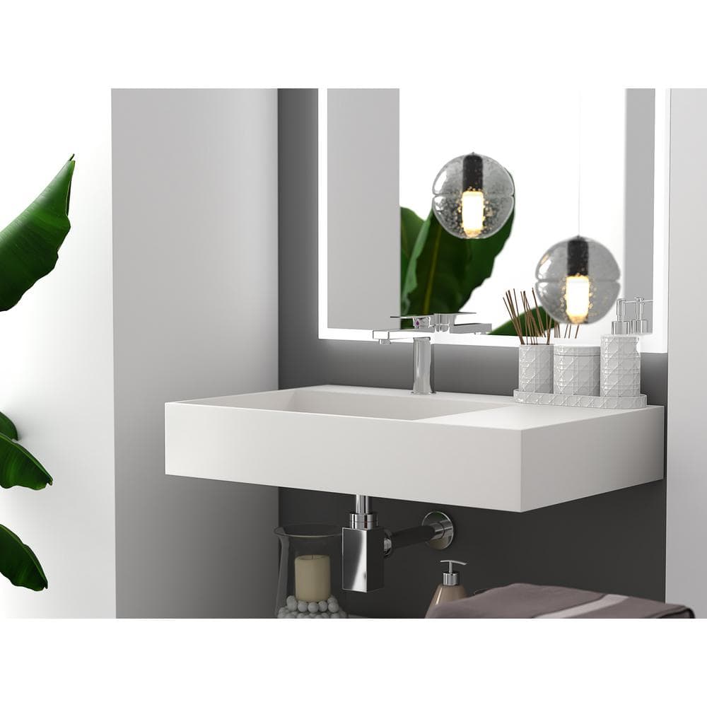 Juniper 30" Matte White Solid Surface Wall-Mounted Bathroom Sink