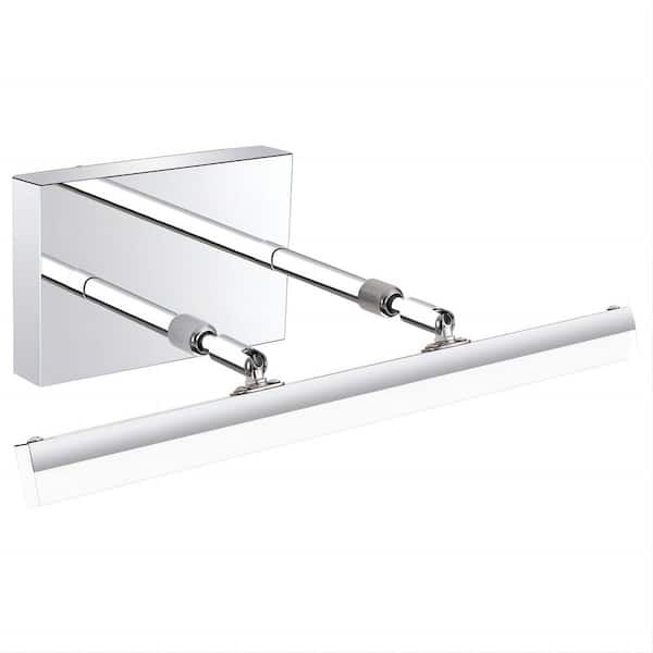 LWYTJO 16 in. 1-Light Stainless Steel Chrome Integrated LED Bathroom Vanity Light with Acrylic Lighting Fixture