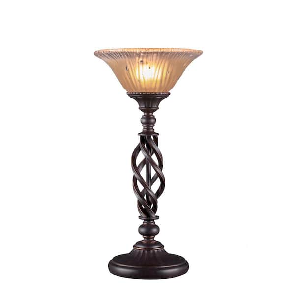 Unbranded Olympia 20.25 in. Dark Granite Rechargeable Integrated LED Bedside Table Lamp for Living Room with Glass Shade