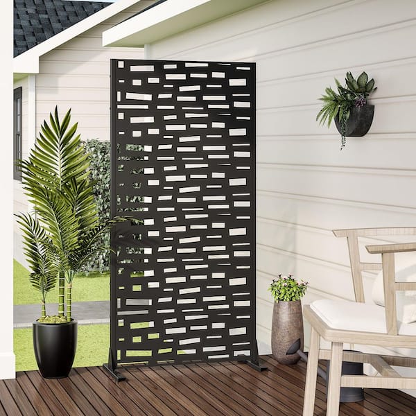 72 in. x 35 in. Black Outdoor Metal Privacy Screen Garden Fence