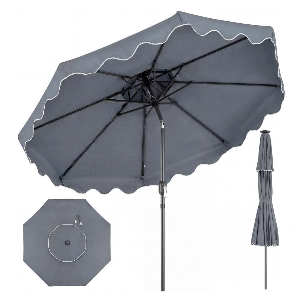 9 ft. Polyester and Metal Market Patio Umbrella with Crank Lift, Push Button Tilt, Gray price history on PriceWatchPro