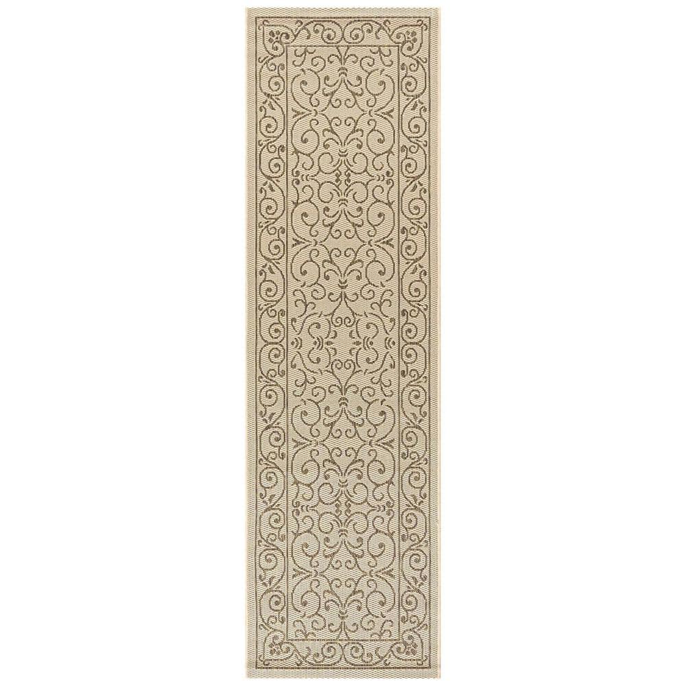 Beige Polypropylene 2 ft. x 8 ft. Floral Indoor Runner Rug