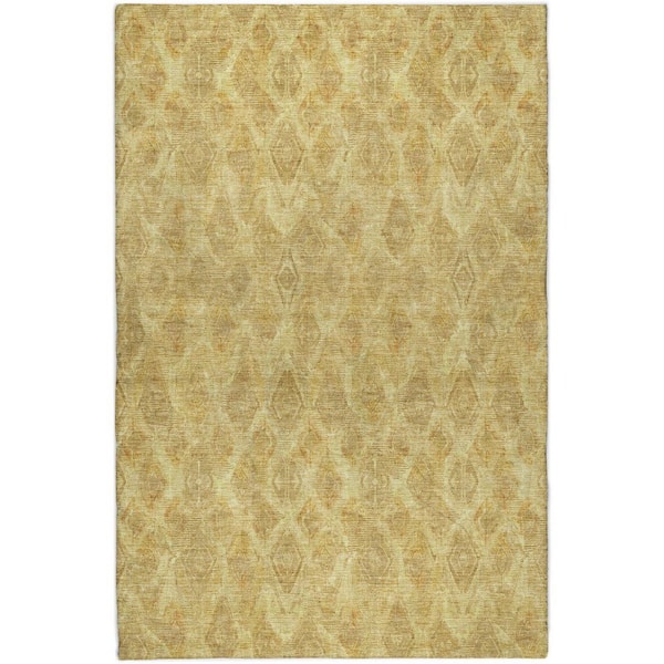 Dream Shag Premium Machine Washable Abstract ADS622 Gold 3 ft. x 5 ft. Area Rug