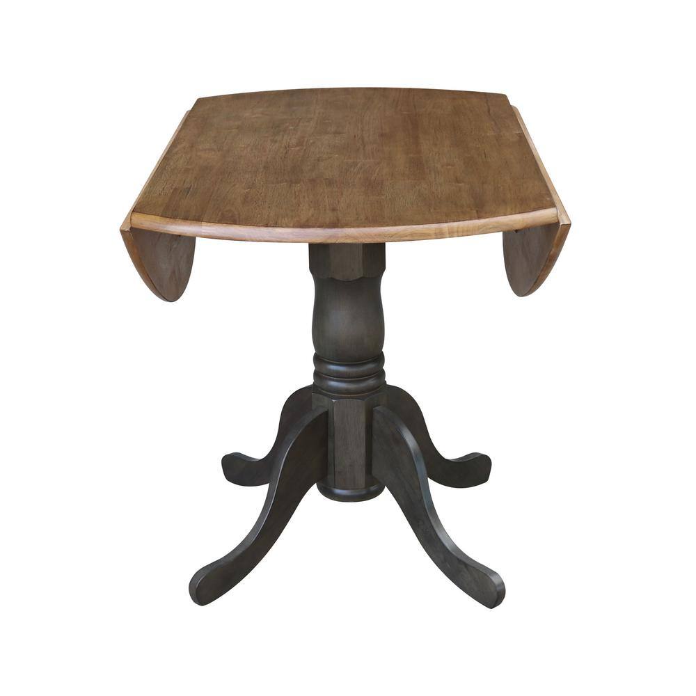 Cottage Charm 42" Round Hickory Wood Extendable Dining Table