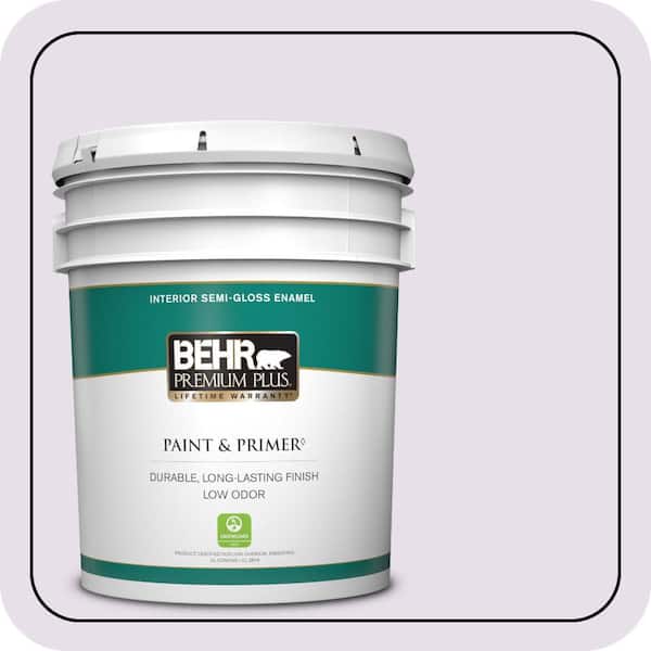 BEHR PREMIUM PLUS 5 gal. #660C-1 Bubble Bath Semi-Gloss Enamel Low Odor Interior Paint & Primer