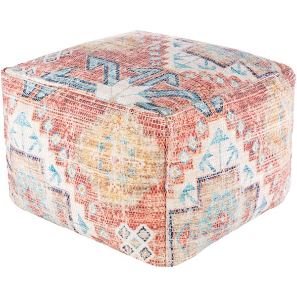 Livabliss Lowry Bright Red Accent Pouf