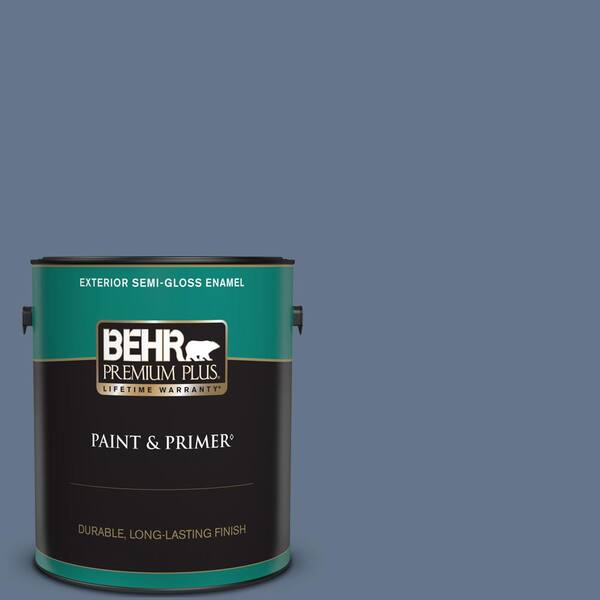 BEHR PREMIUM PLUS 1 gal. #BXC-75 Saltbox Blue Semi-Gloss Enamel Exterior Paint & Primer