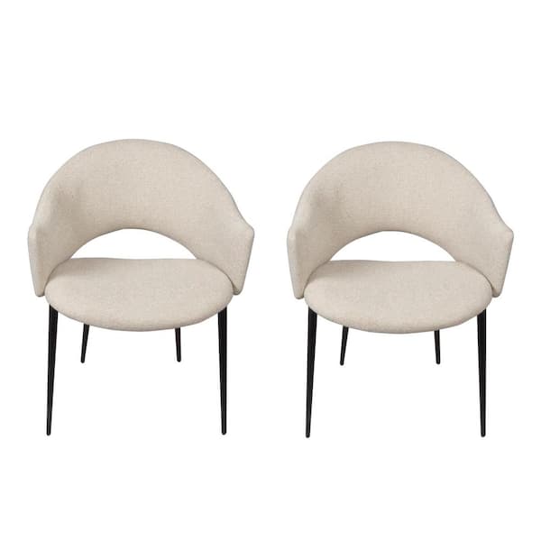 Unbranded Puff Paste Harmony Ivory Upholstery Dining Chair with Conic Legs (Set of 2)