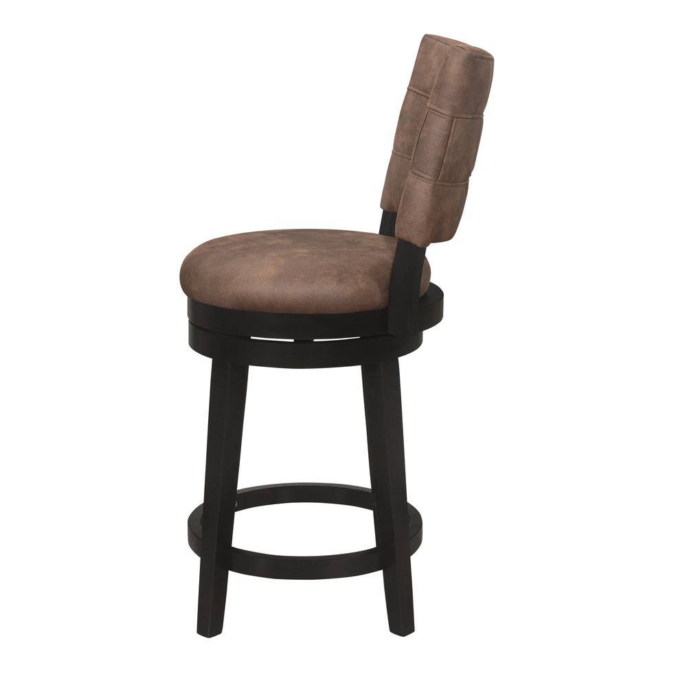 Chestnut Faux Leather and Wood Swivel Counter Stool