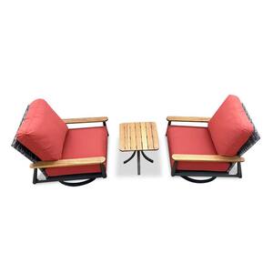 Manbo 3-Piece Swivel Aluminum Wicker Patio Conversation Deep Seating Set with Sunbrella Canvas Terracotta Cushions