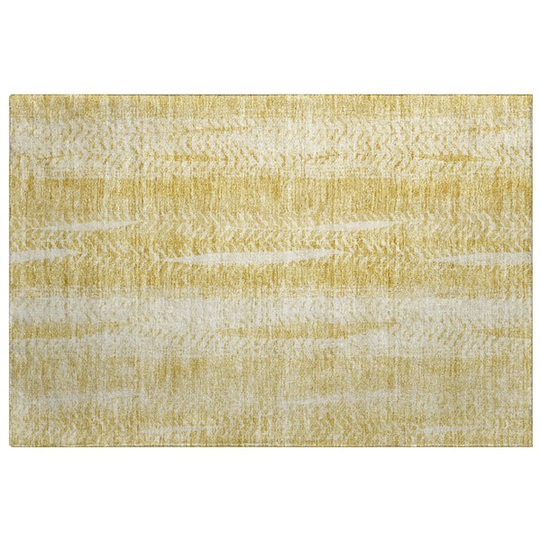 Dream Shag Premium Machine Washable Abstract ADS694 Gold 2 ft. x 3 ft. Accent Rug