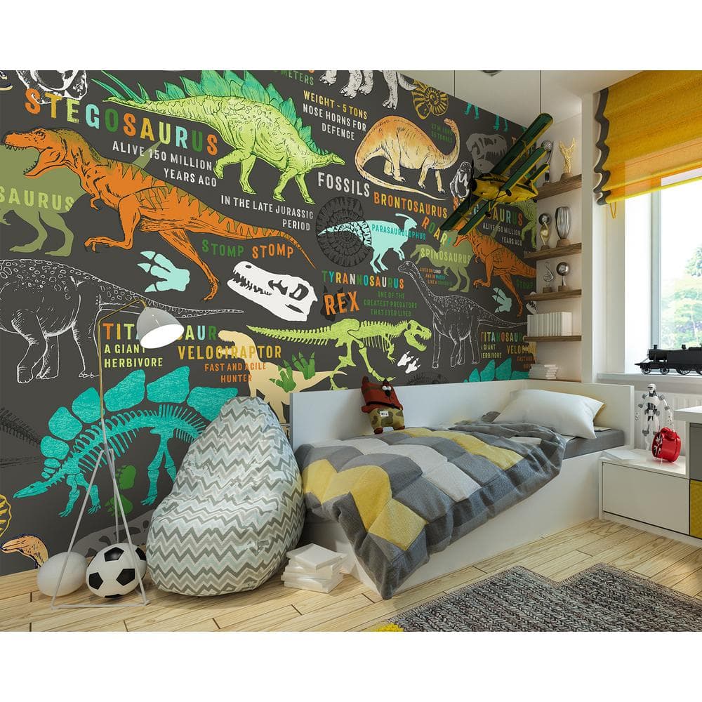 Brown Dinosaur Dictionary Wall Mural for Kids