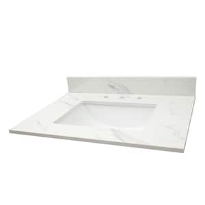 Calacatta Lumas 31 in. W x 22 in. D Engineered Marble Vanity Top in White with White Rectangle Single Sink