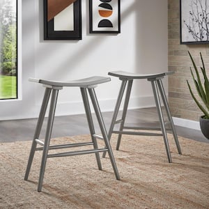 24.25 in. Grey Solid Wood Frame Counter Stool