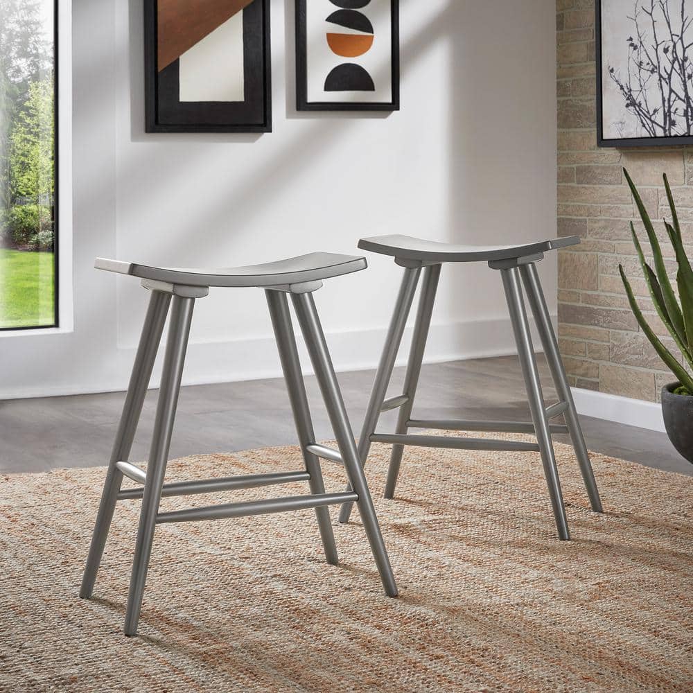 ライトグレー Stool INSPIRE Q 24.25 in. Grey Solid Wood Frame Counter Stool 40698GA-24
