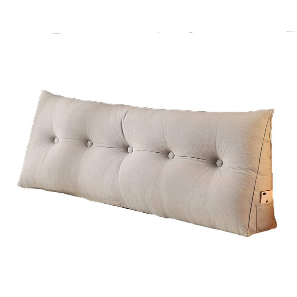 19.7 x 59.1 in. Grey Plush Cotton Throw Pillow, Bolster Wedge Backrest Posi