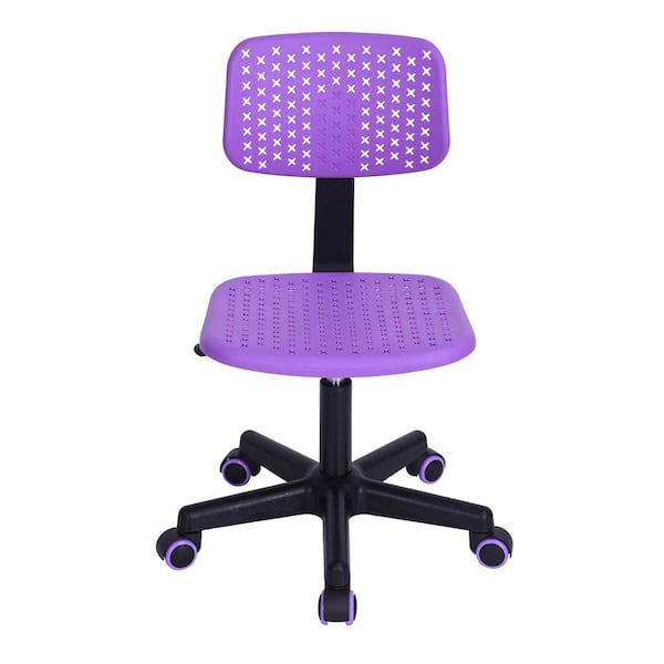 CIPACHO Purple PU Caster Gaming Chair without Arms 360° Swivel Chair