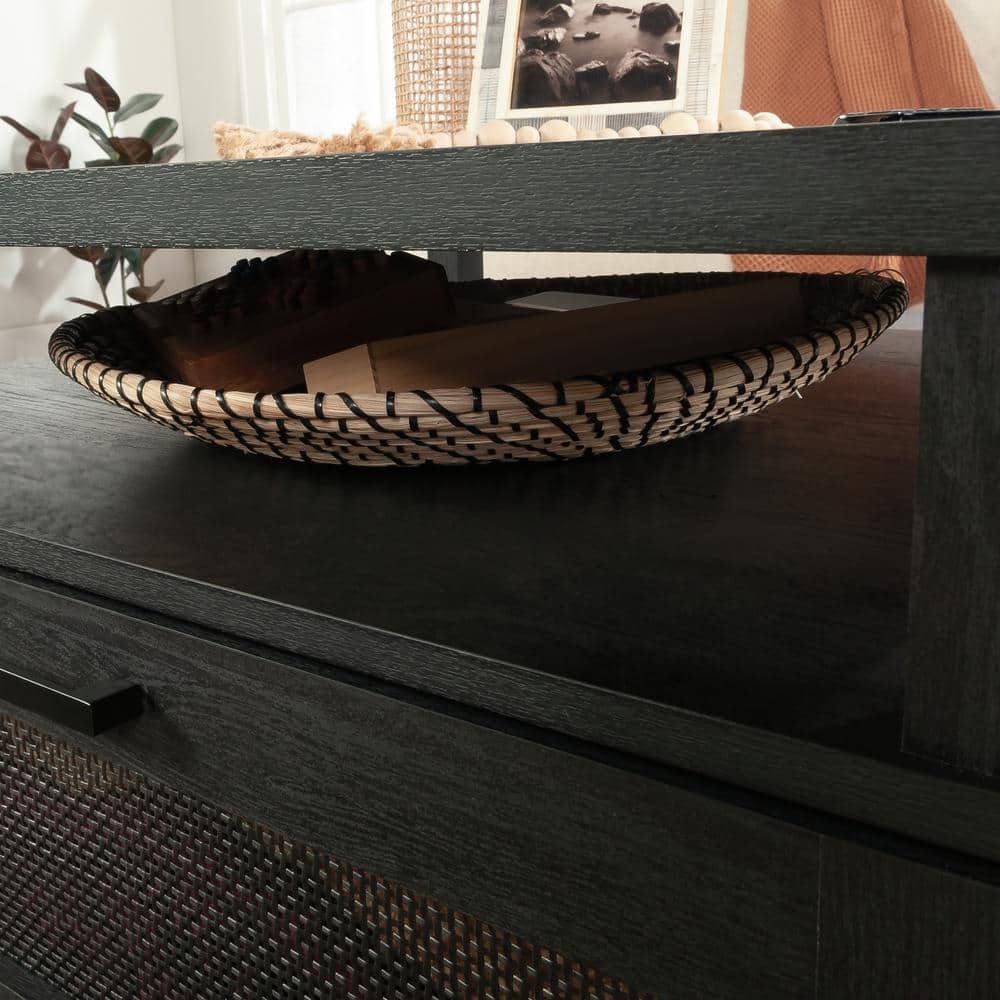 Raven Oak Square Wood Coffee Table with Storage Drawer