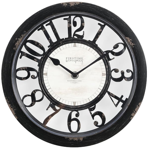 FirsTime & Co. 10 in Black Antique Farmhouse Contour Clock