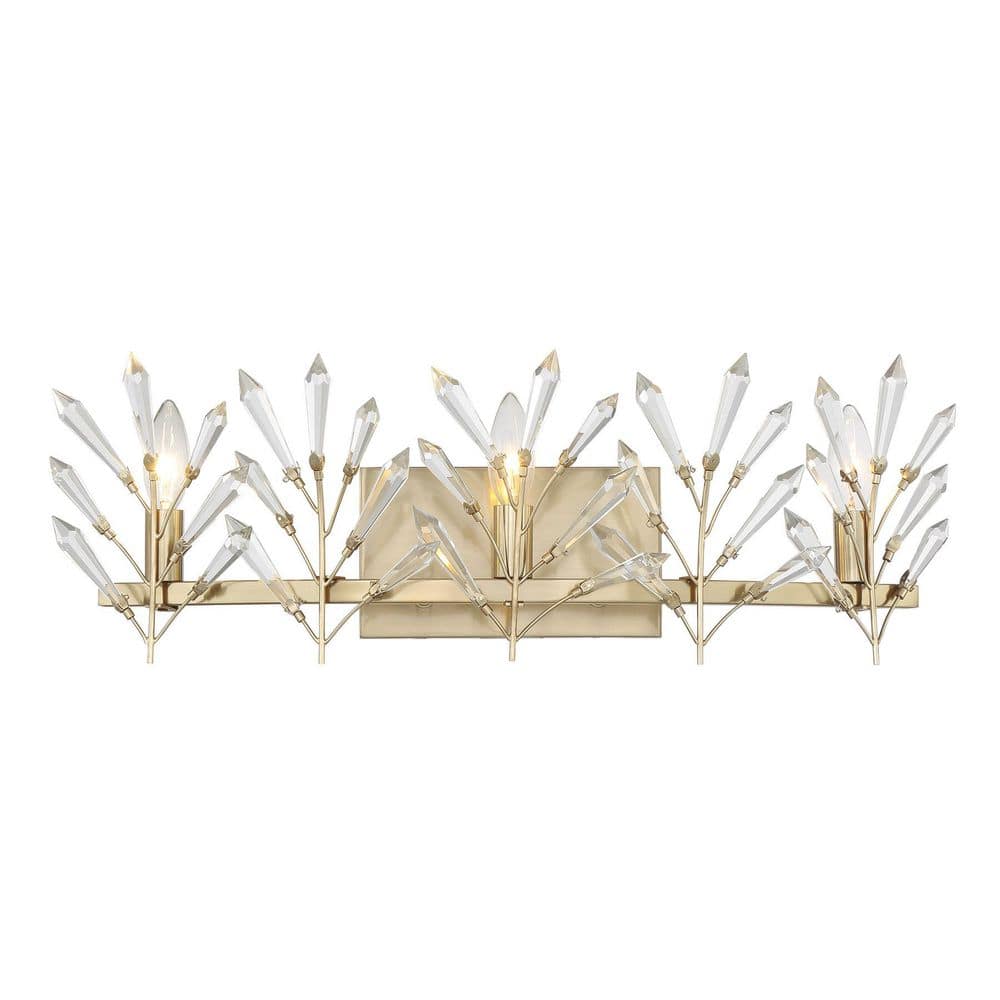 Orianna 24 in. W x 8 in. H 3-Light Noble Brass Bathroom Vanity Light with Clear Crystal Accents price history on PriceWatchPro