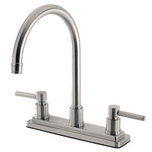Concord 2-Handle Deck Mount Centerset Kitchen Faucets in Brushed Nickel