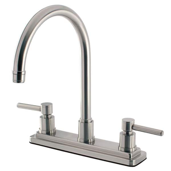 Kingston Brass Concord 2-Handle Deck Mount Centerset Kitchen Faucets in Brushed Nickel