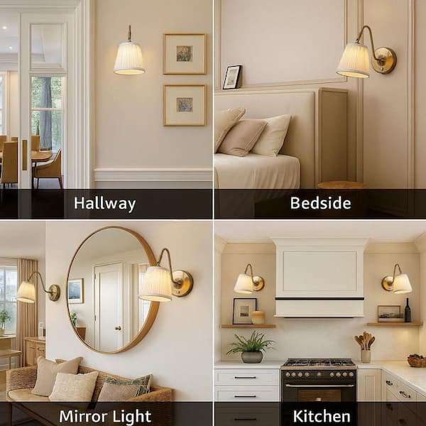 ALOA DECOR 1-Light W5 in. Brass Battery Operated Wall Sconces