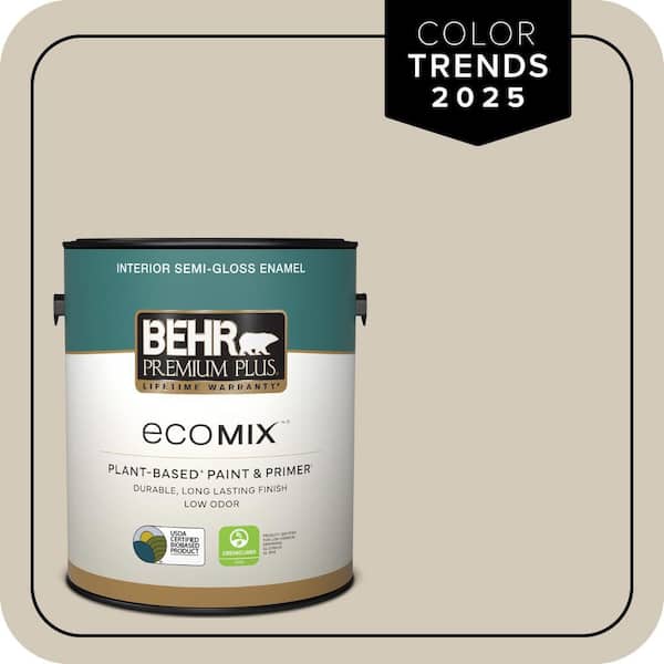 1 gal. Designer Collection #DC-010 Even Better Beige Semi-Gloss Enamel EcoMix Plant-Based Interior Paint & Primer