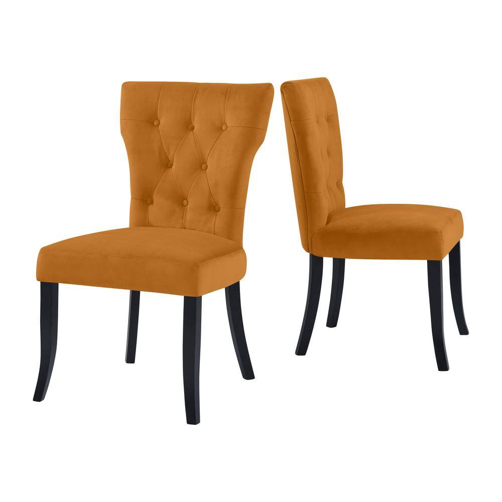 Handy Living Sirena Upholstered Dining Chairs in Mustard Gold Velvet