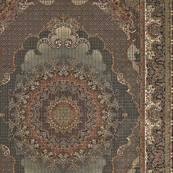 4 ft. x 6 ft. Blue, Black Floral Washable Area Rug