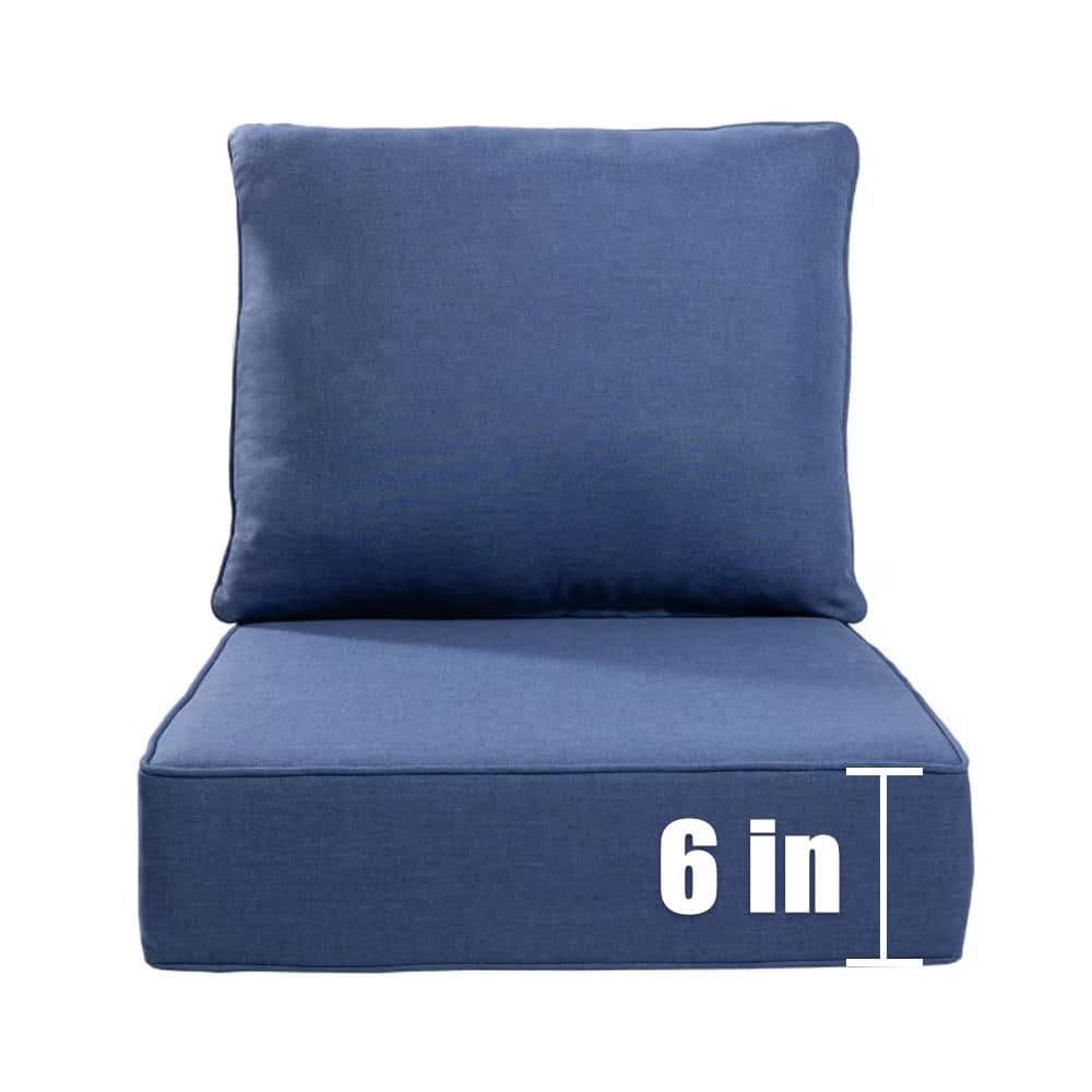 22 in. W x 24 in. D x 6 in. Thick Square 2-Piece Deep Seating Outdoor Lounge Chair Blue Cushion price history on PriceWatchPro