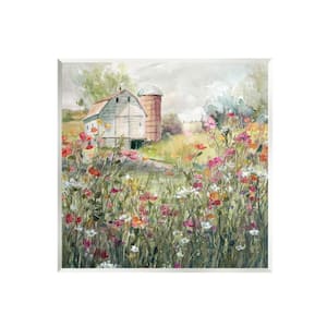 Vibrant Flower Blossoms Surrounding Rural Barn Nature Design By Carol Robinson Unframed Nature Art Print 12 in. x 12 in.