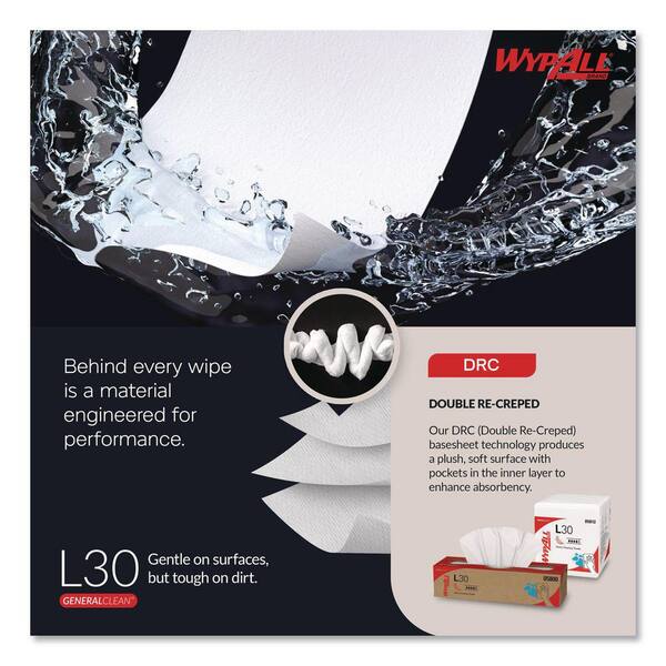 WYPALL L30 Towels, POP-UP Box, 10 in. x 9-4/5 in., White, 120/Box