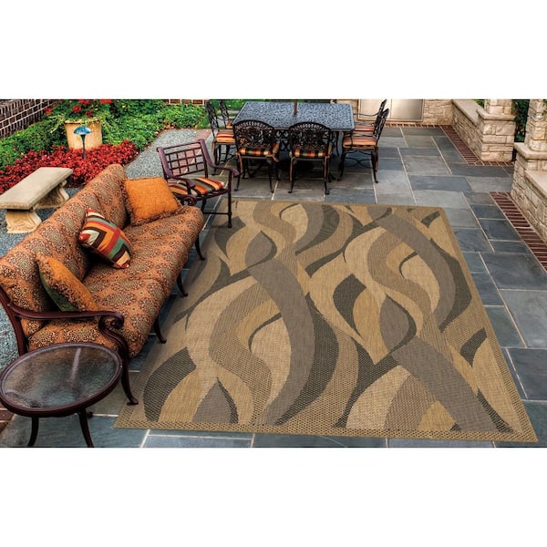 Recife Seagrass Natural-Black 3 ft. 9 in. x 5 ft. 5 in. Indoor/Outdoor Area Rug